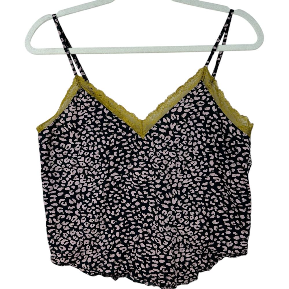 Victorias Secret Cami Camisole Crop Top Womens Size XS Leopard Animal Print Lace